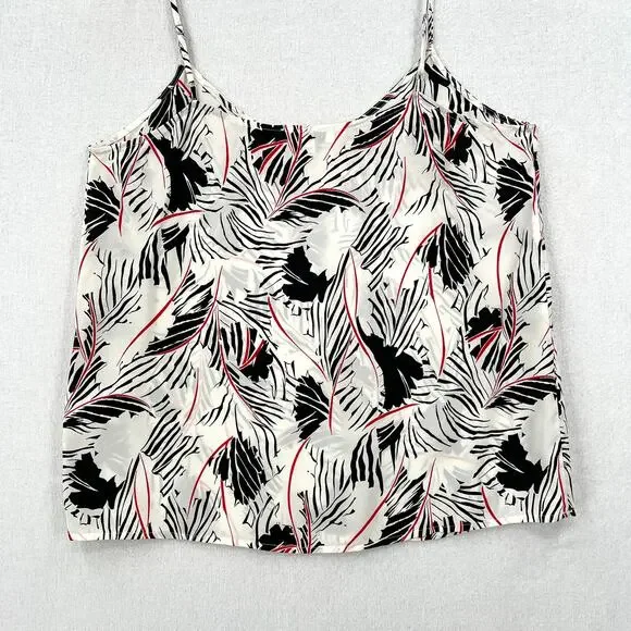 EQUIPMENT Layla Silk Print Cami Womens Small White Black Floral Leaf Print Layer - Picture 8 of 15